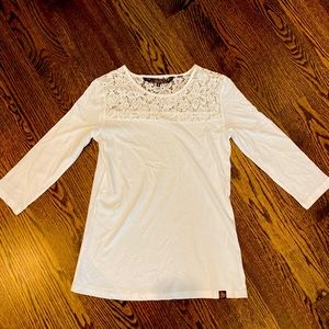 Superdry long sleeved White Shirt with Lace detail